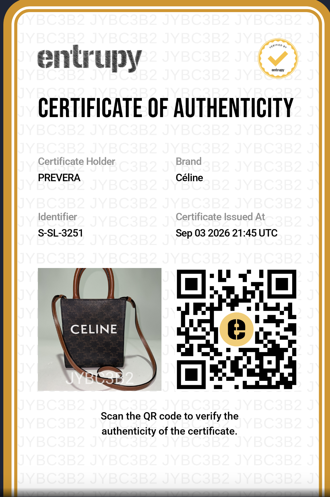 Certificado de autenticidad