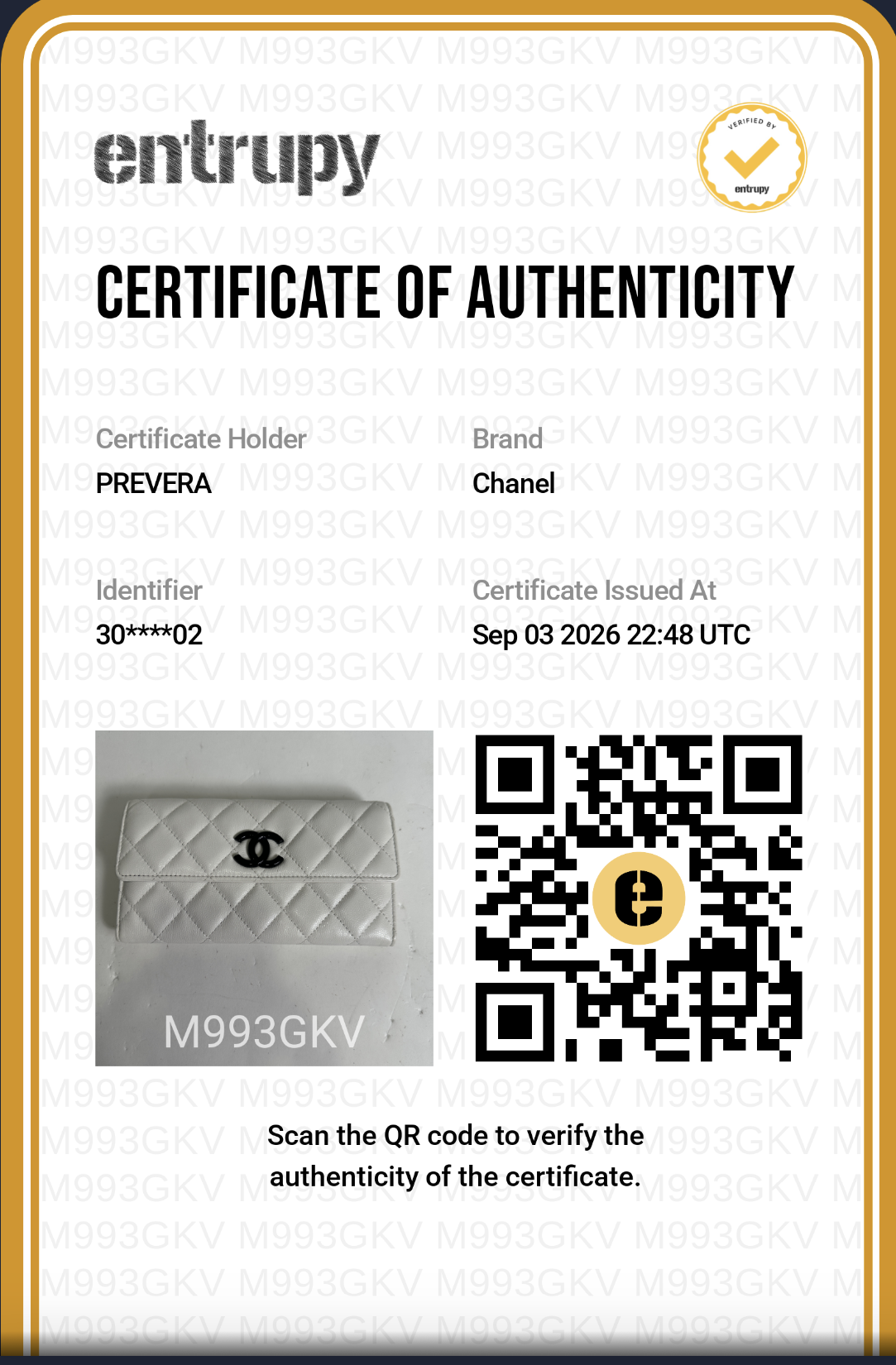 Certificado de autenticidad