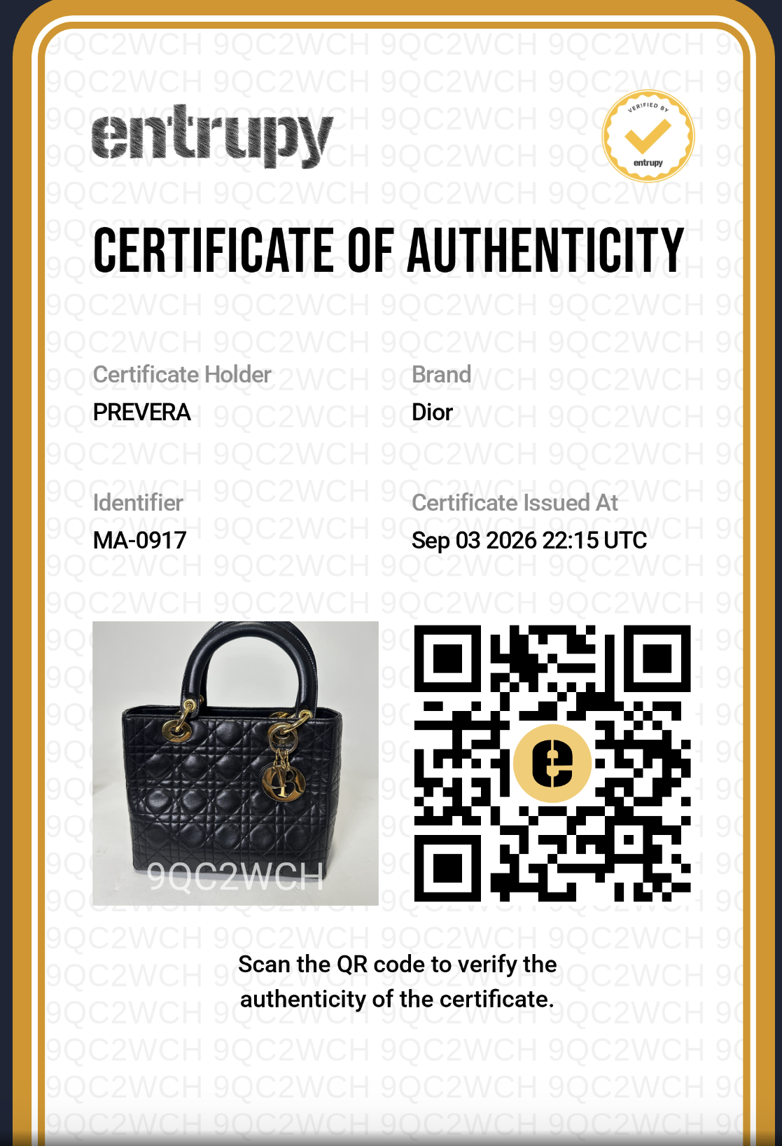 Certificado de autenticidad