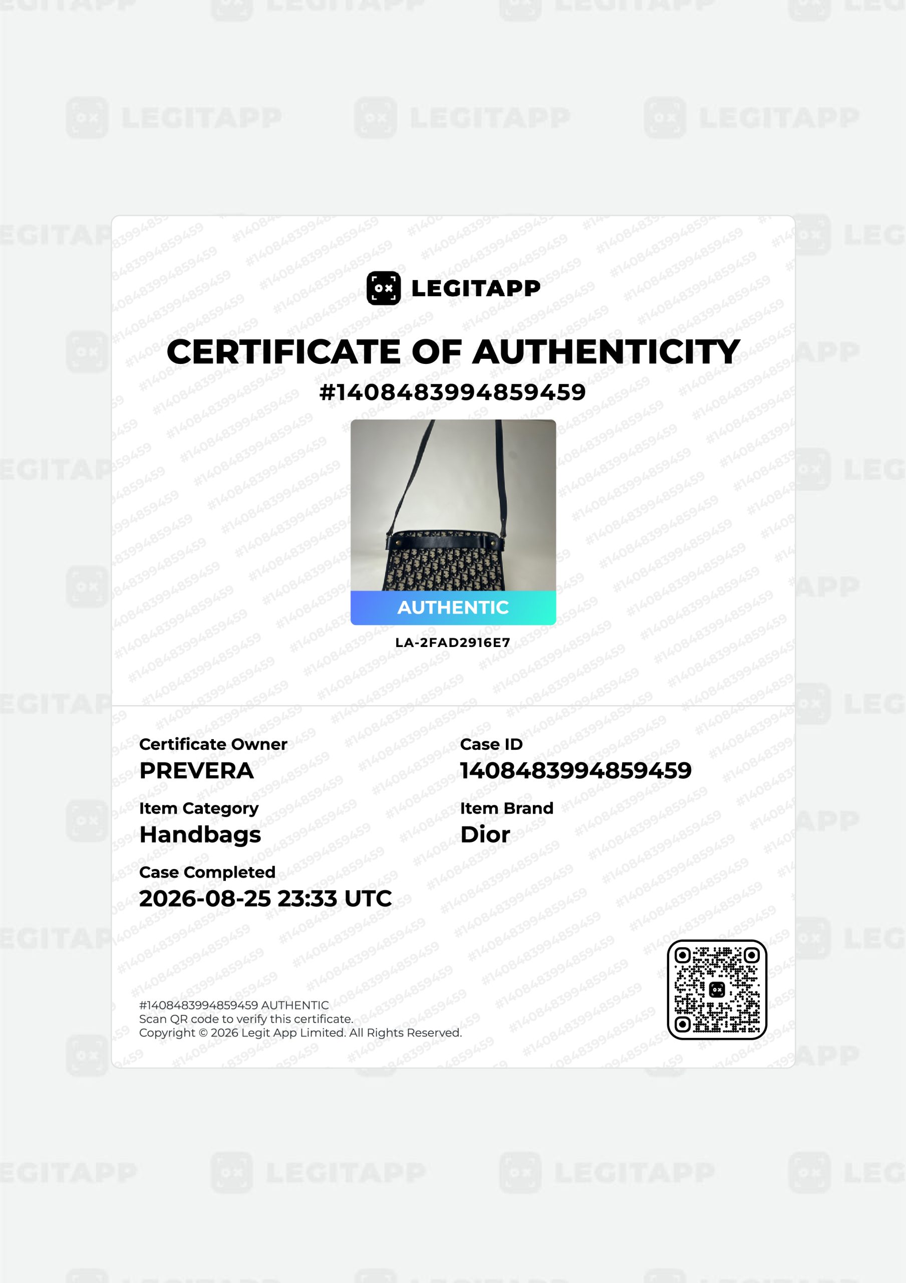 Certificado de autenticidad