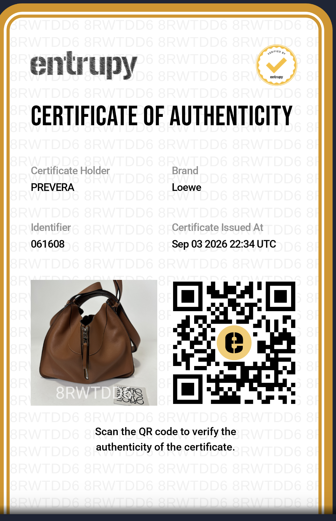 Certificado de autenticidad