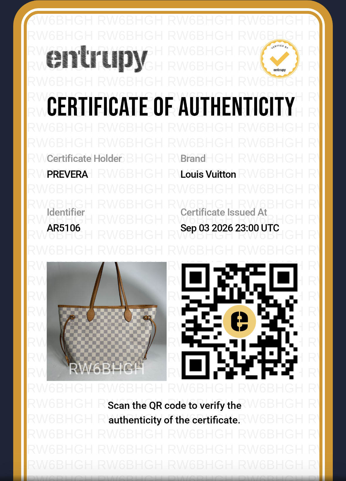 Certificado de autenticidad