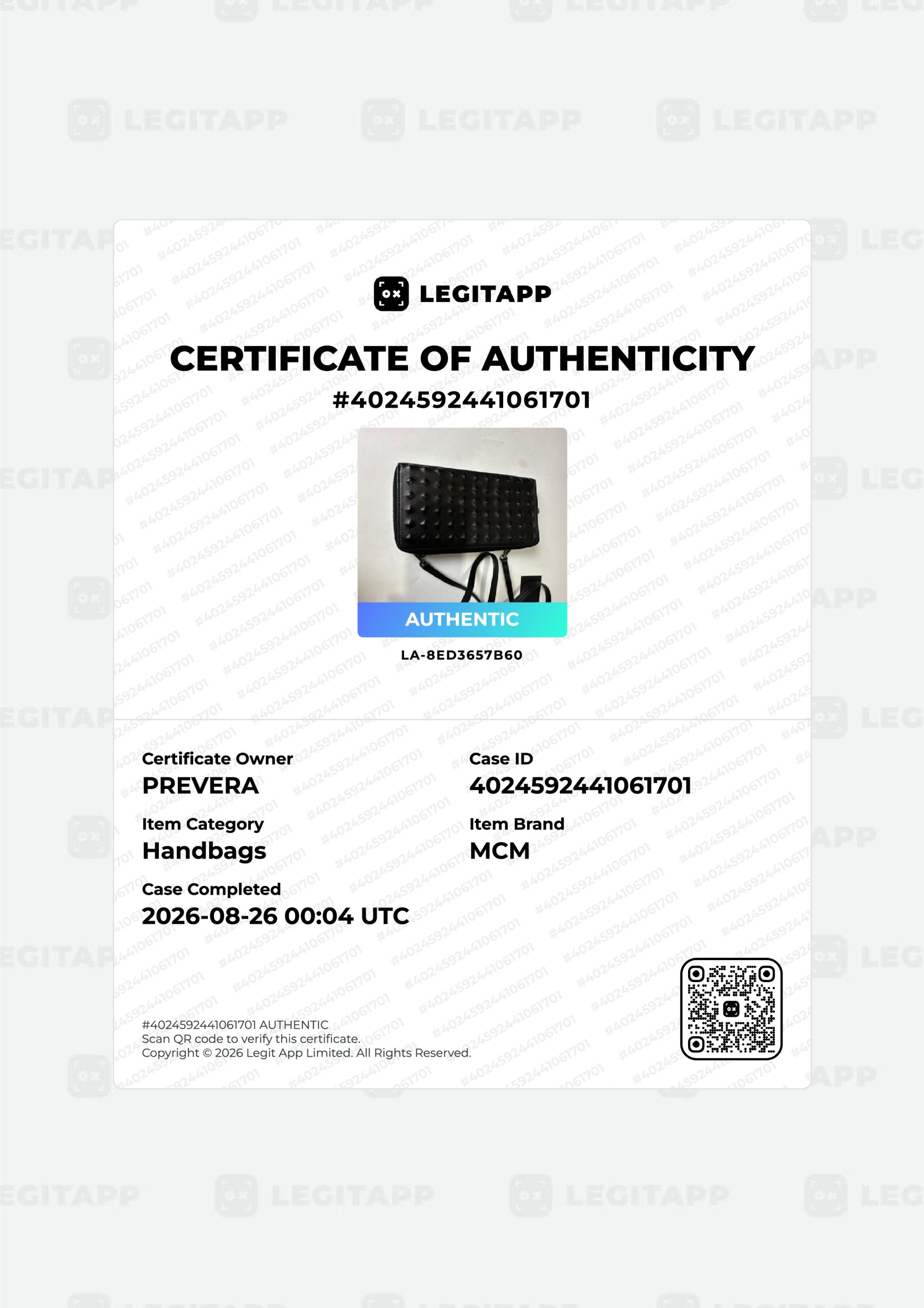 Certificado de autenticidad