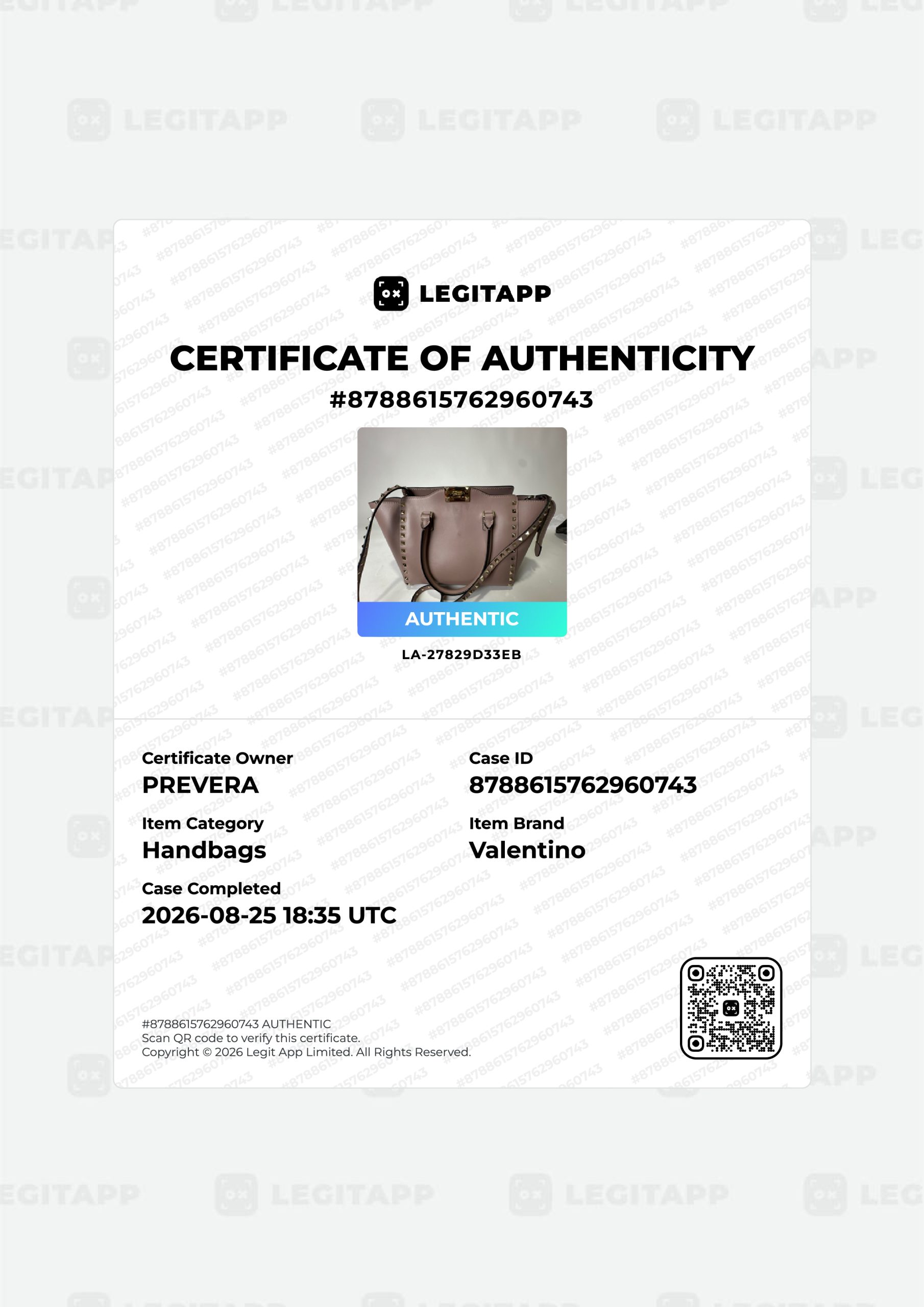 Certificado de autenticidad