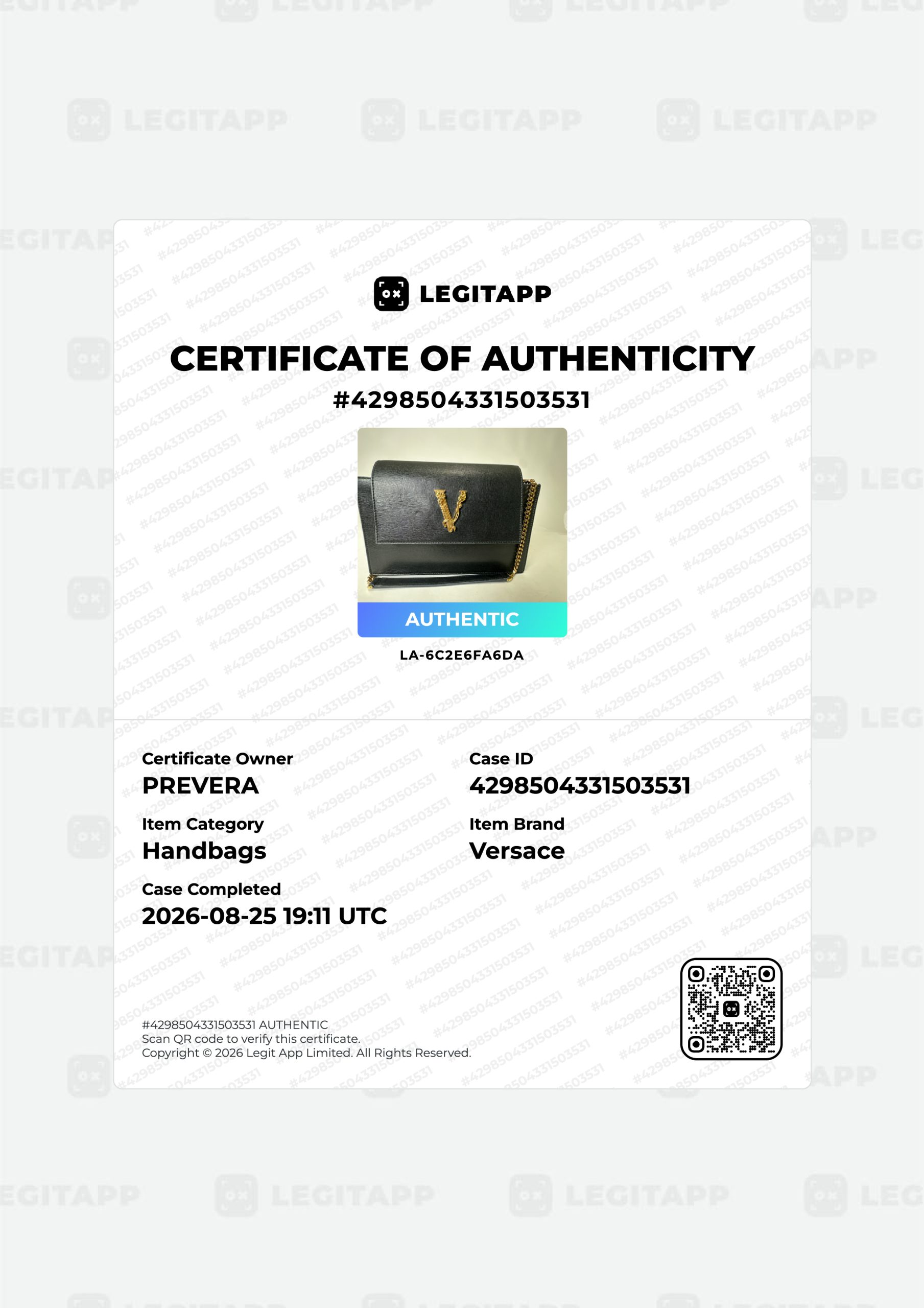 Certificado de autenticidad
