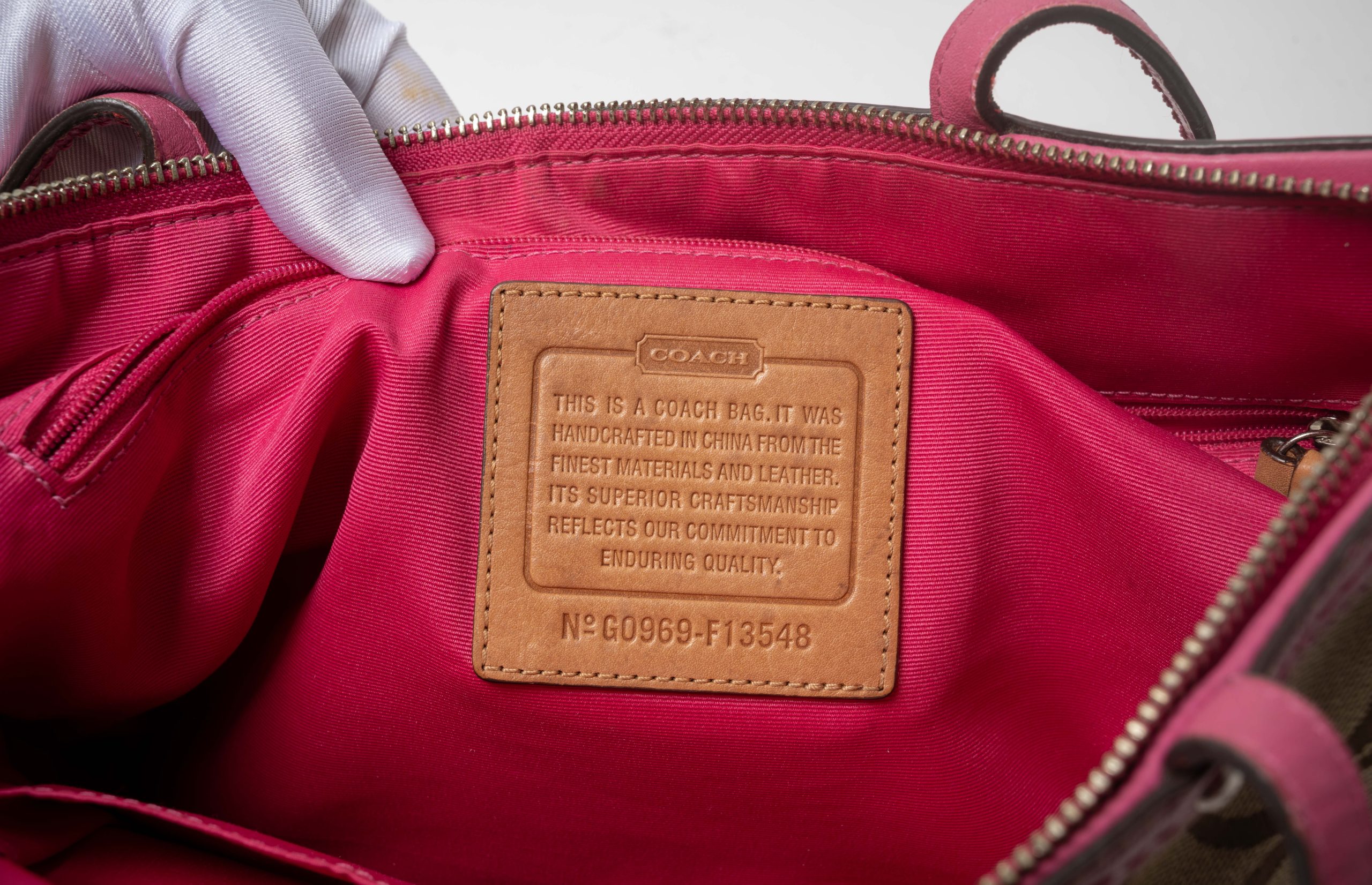 PRV-COA-055-04 Coach Signature Stripe Tote 10124 · Khaki/Pink - Imagen 4