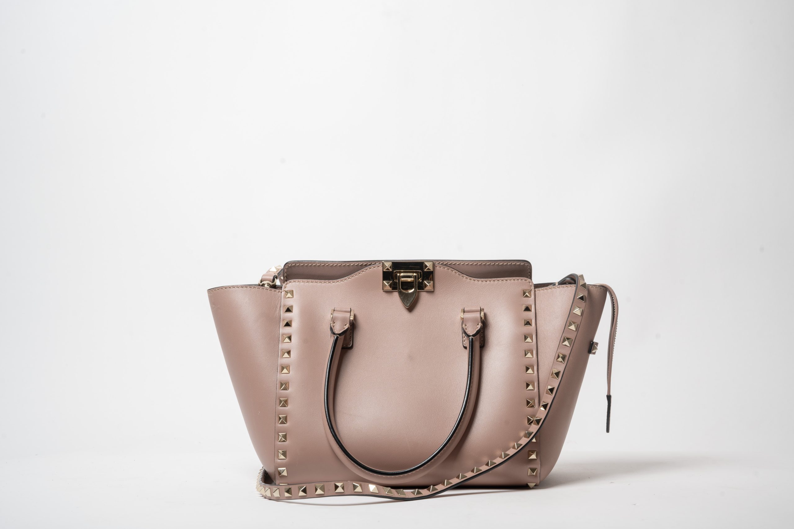 PRV-VAL-035-05 Valentino Garavani Rockstud Small Double Handle Tote · Poudre - Imagen 5