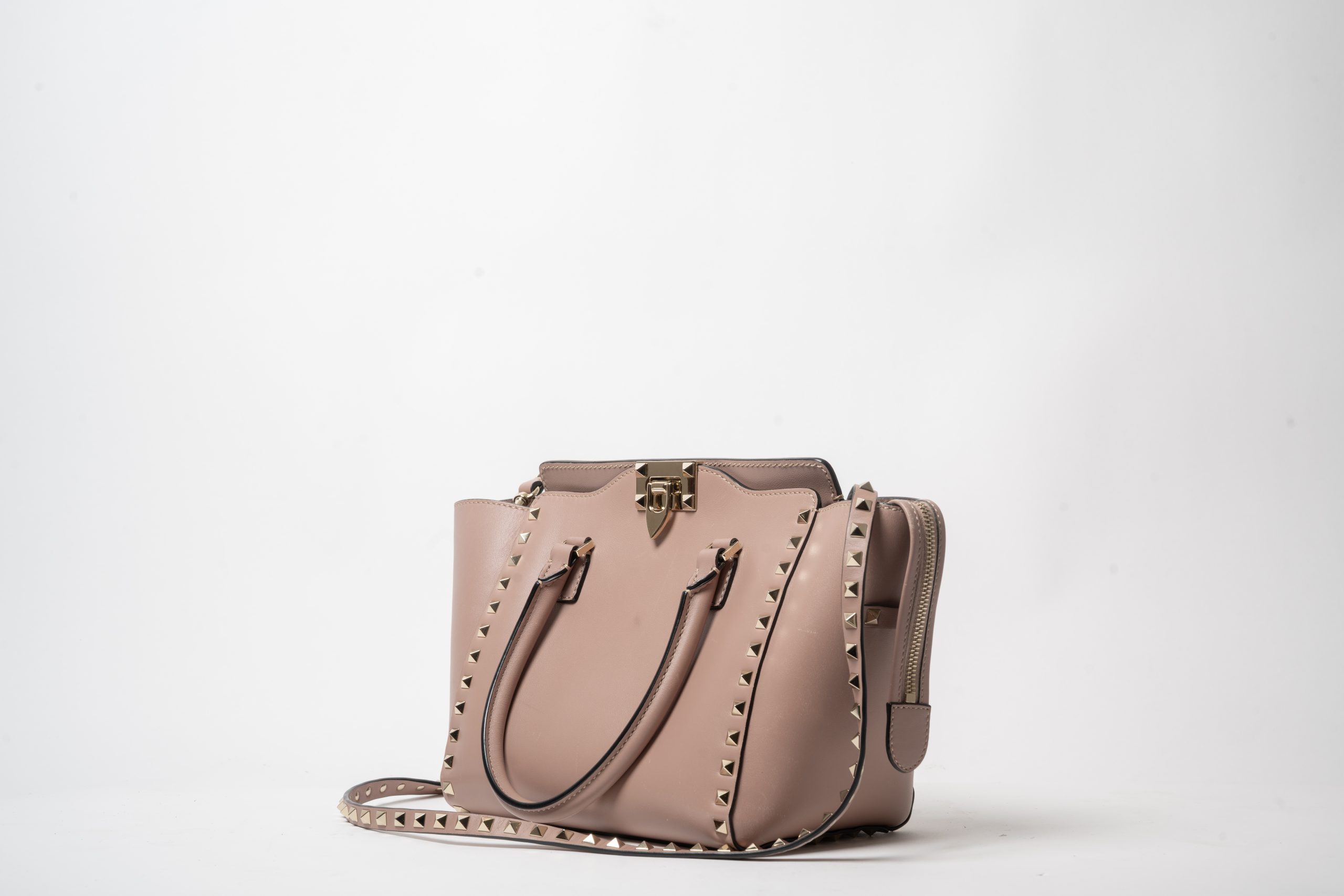PRV-VAL-035-07 Valentino Garavani Rockstud Small Double Handle Tote · Poudre - Imagen 7