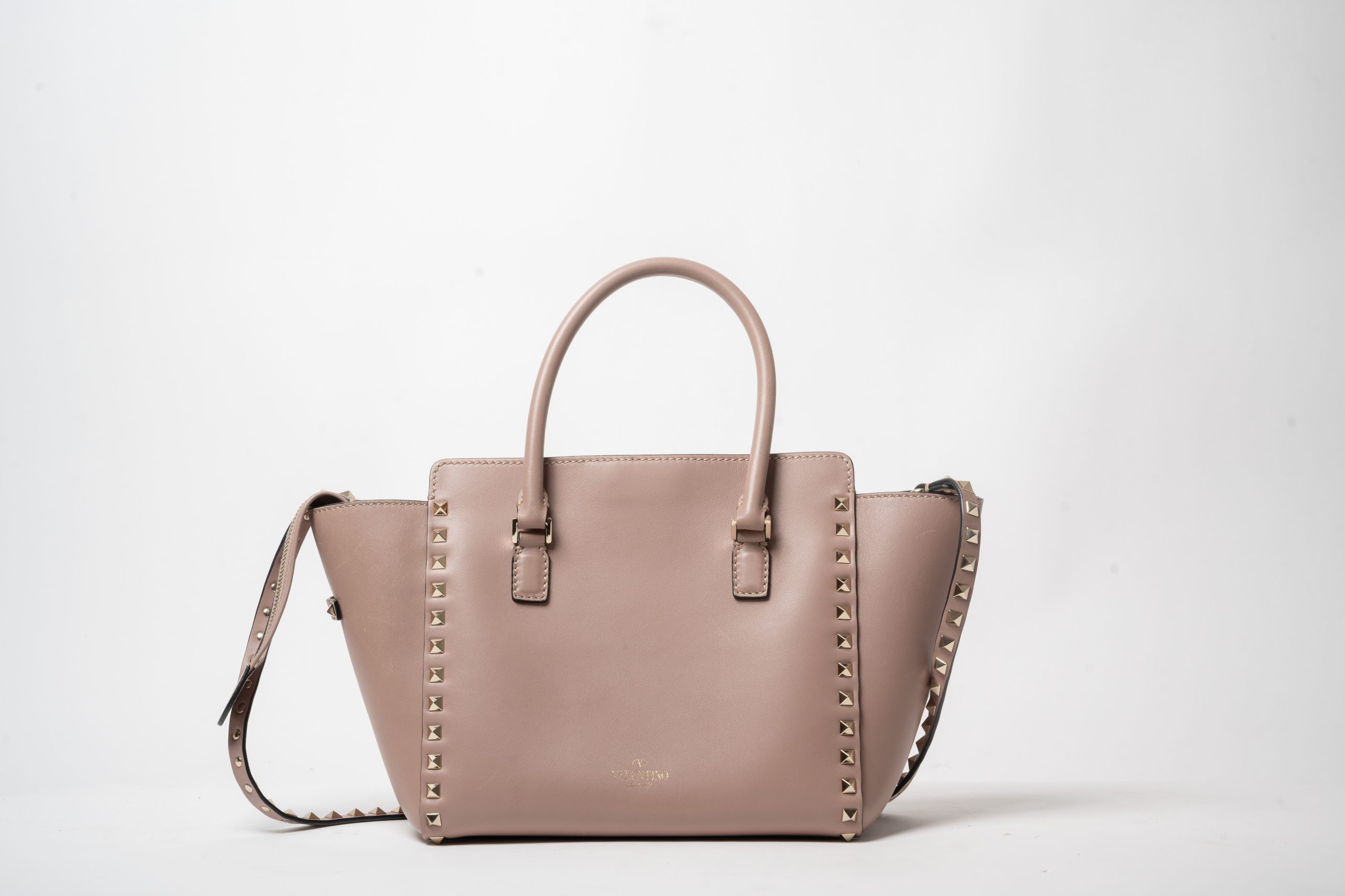 PRV-VAL-035-03 Valentino Garavani Rockstud Small Double Handle Tote · Poudre - Imagen 3