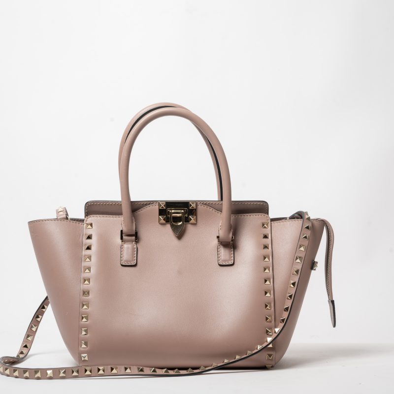 Valentino Garavani Rockstud Small Double Handle Tote · Poudre