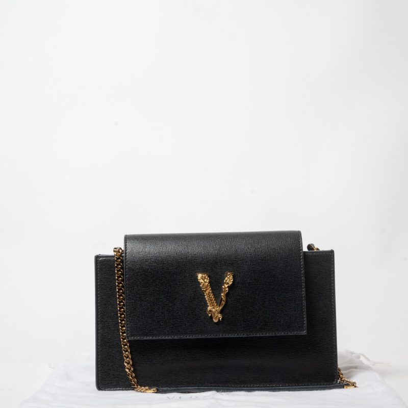 Versace Virtus Small Shoulder Bag · Black