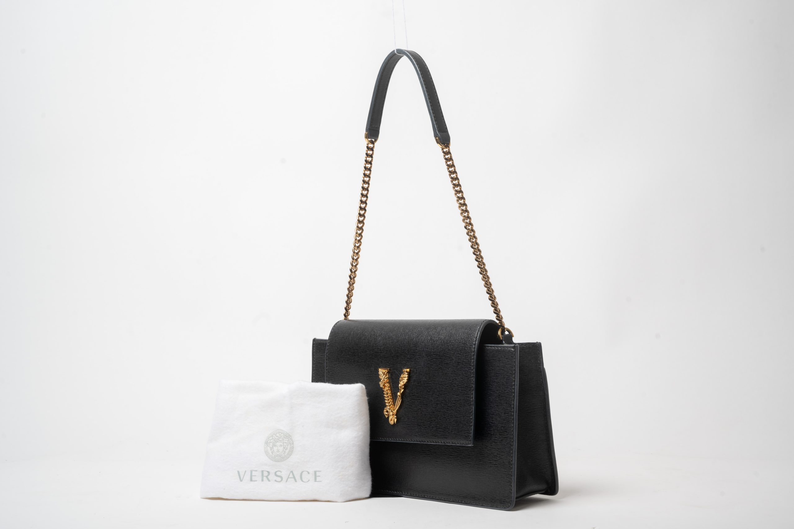 PRV-VER-034-04 Versace Virtus Small Shoulder Bag · Black - Imagen 4