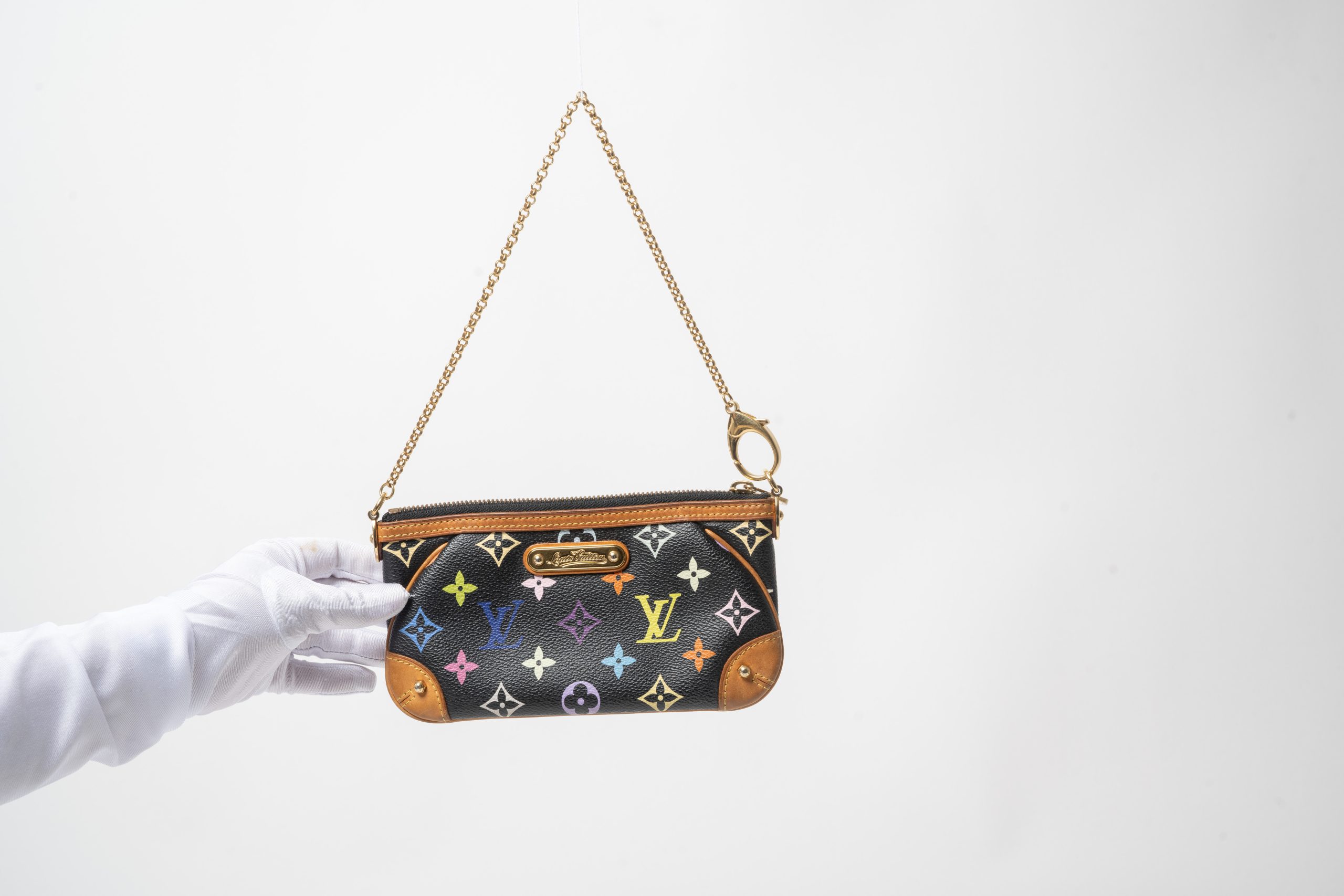 PRV-LV-001-01 Louis Vuitton x Takashi Murakami Pochette Milla MM Monogram Multicolore · Noir - Imagen 2