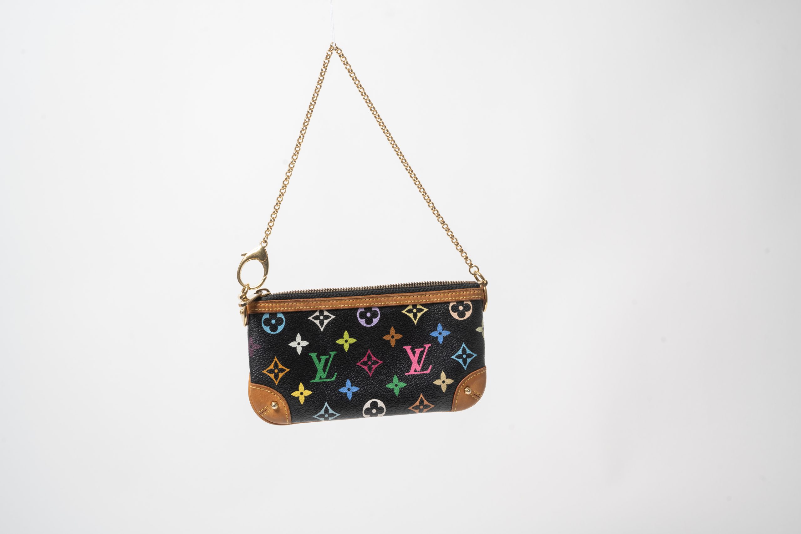 PRV-LV-001-03 Louis Vuitton x Takashi Murakami Pochette Milla MM Monogram Multicolore · Noir - Imagen 4