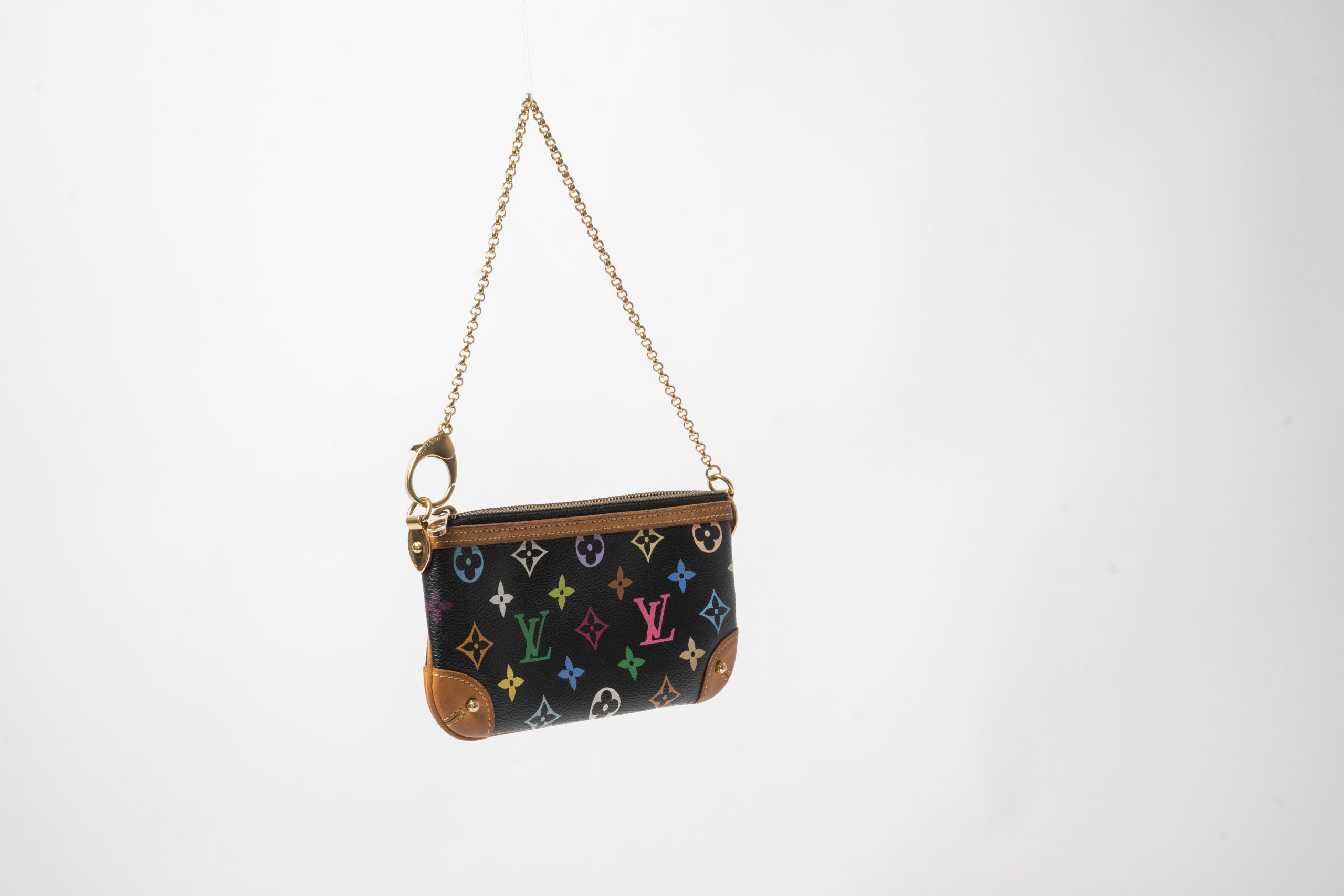 PRV-LV-001-04 Louis Vuitton x Takashi Murakami Pochette Milla MM Monogram Multicolore · Noir - Imagen 11