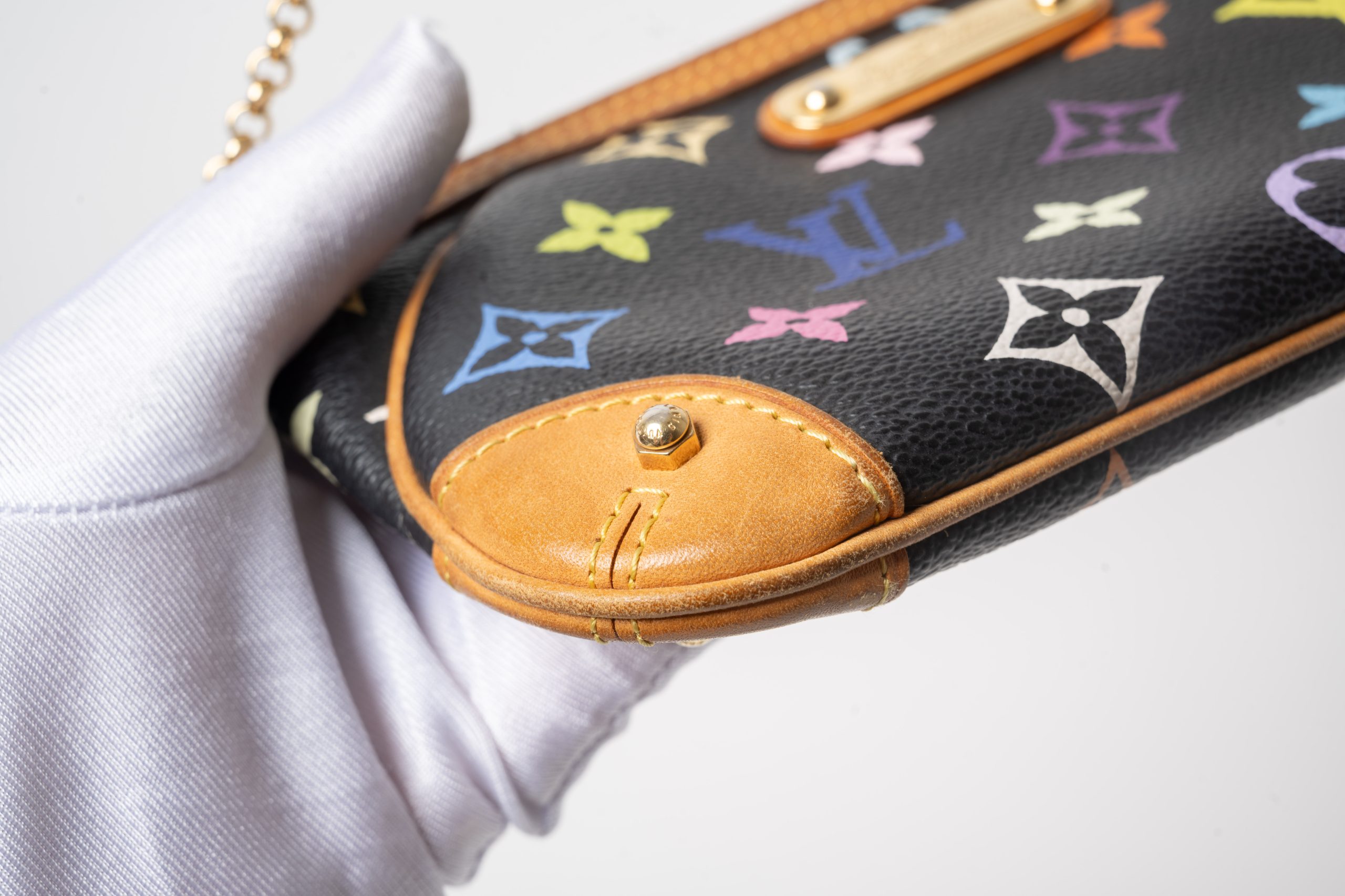 PRV-LV-001-09 Louis Vuitton x Takashi Murakami Pochette Milla MM Monogram Multicolore · Noir - Imagen 7