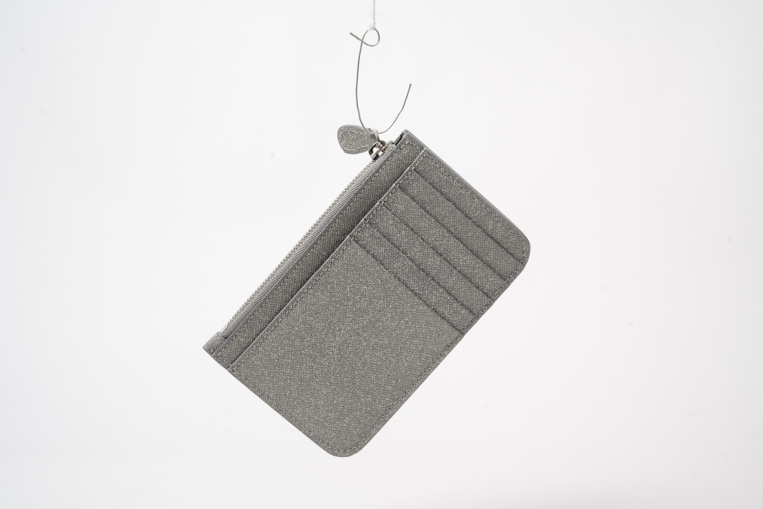 PRV-BAL-033-02 Balenciaga Cash Long Coin and Card Holder Large · Silver Sparkling Fabric - Imagen 2