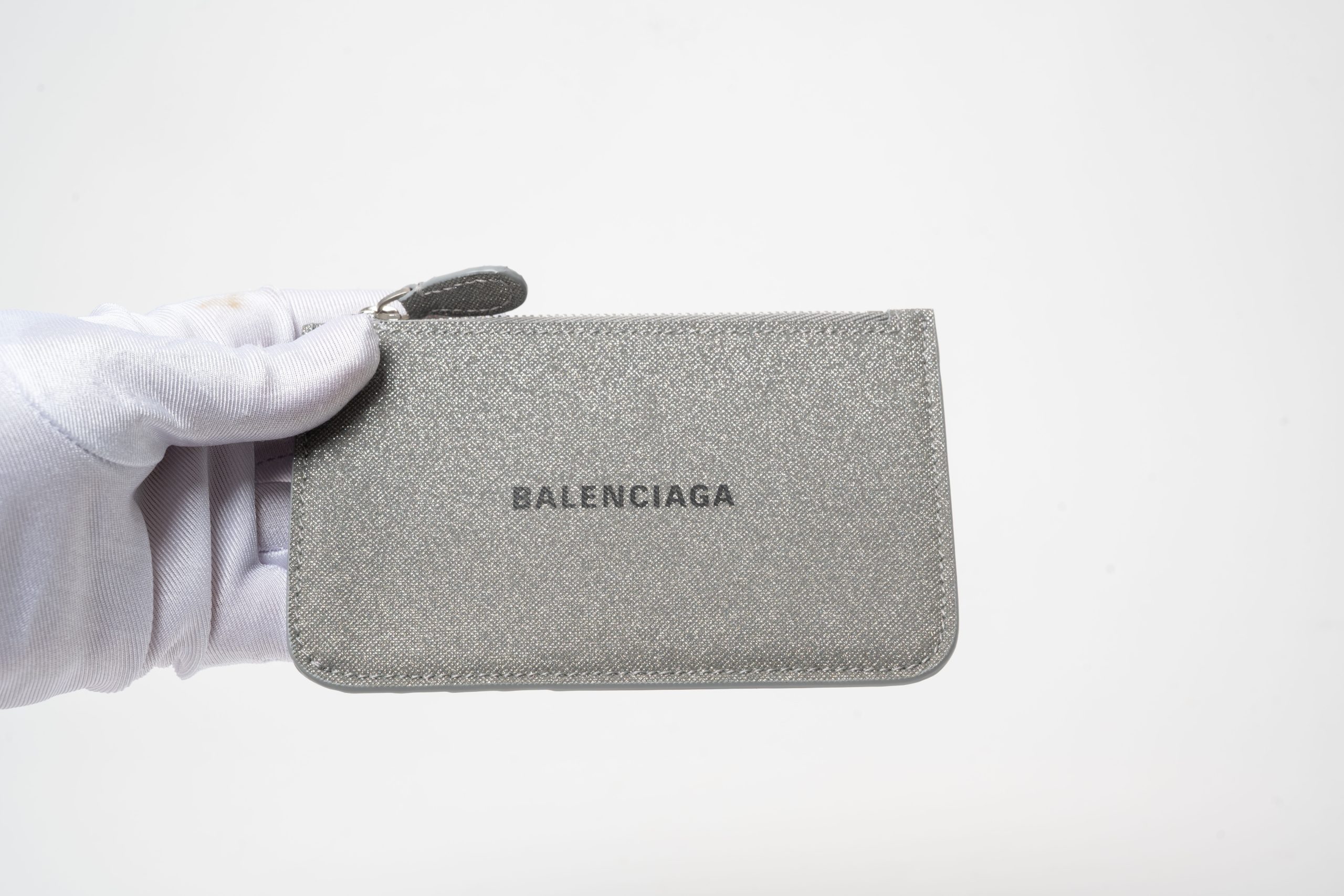 PRV-BAL-033-03 Balenciaga Cash Long Coin and Card Holder Large · Silver Sparkling Fabric - Imagen 5
