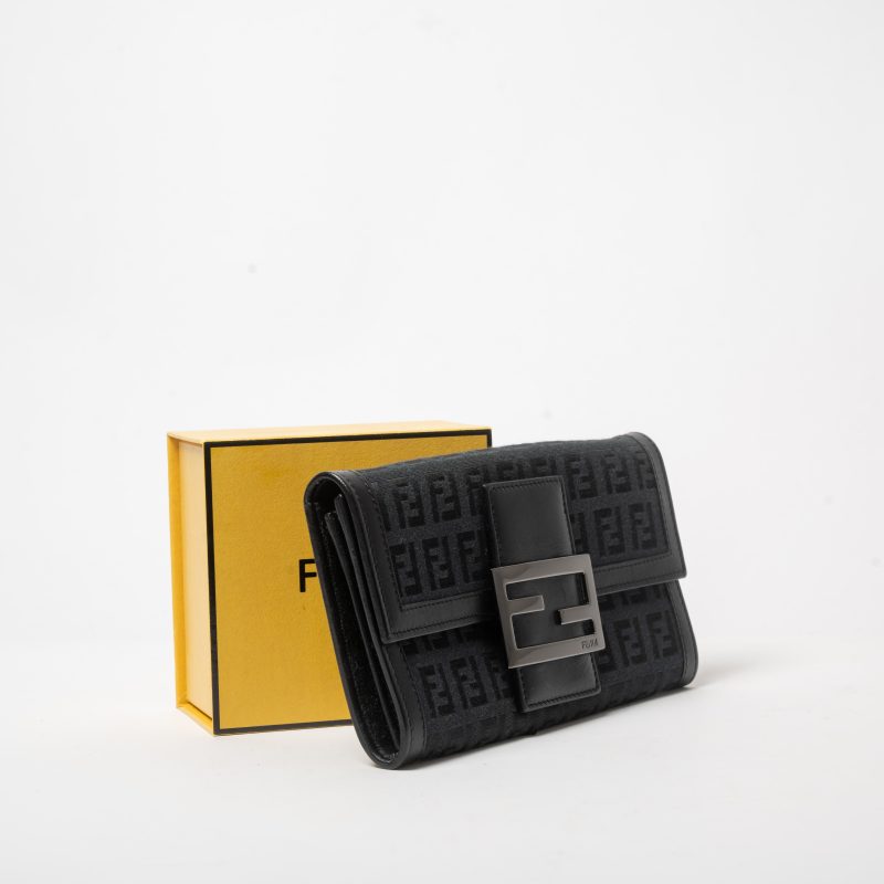 Fendi Vintage Zucca FF Long Bifold Wallet · Black