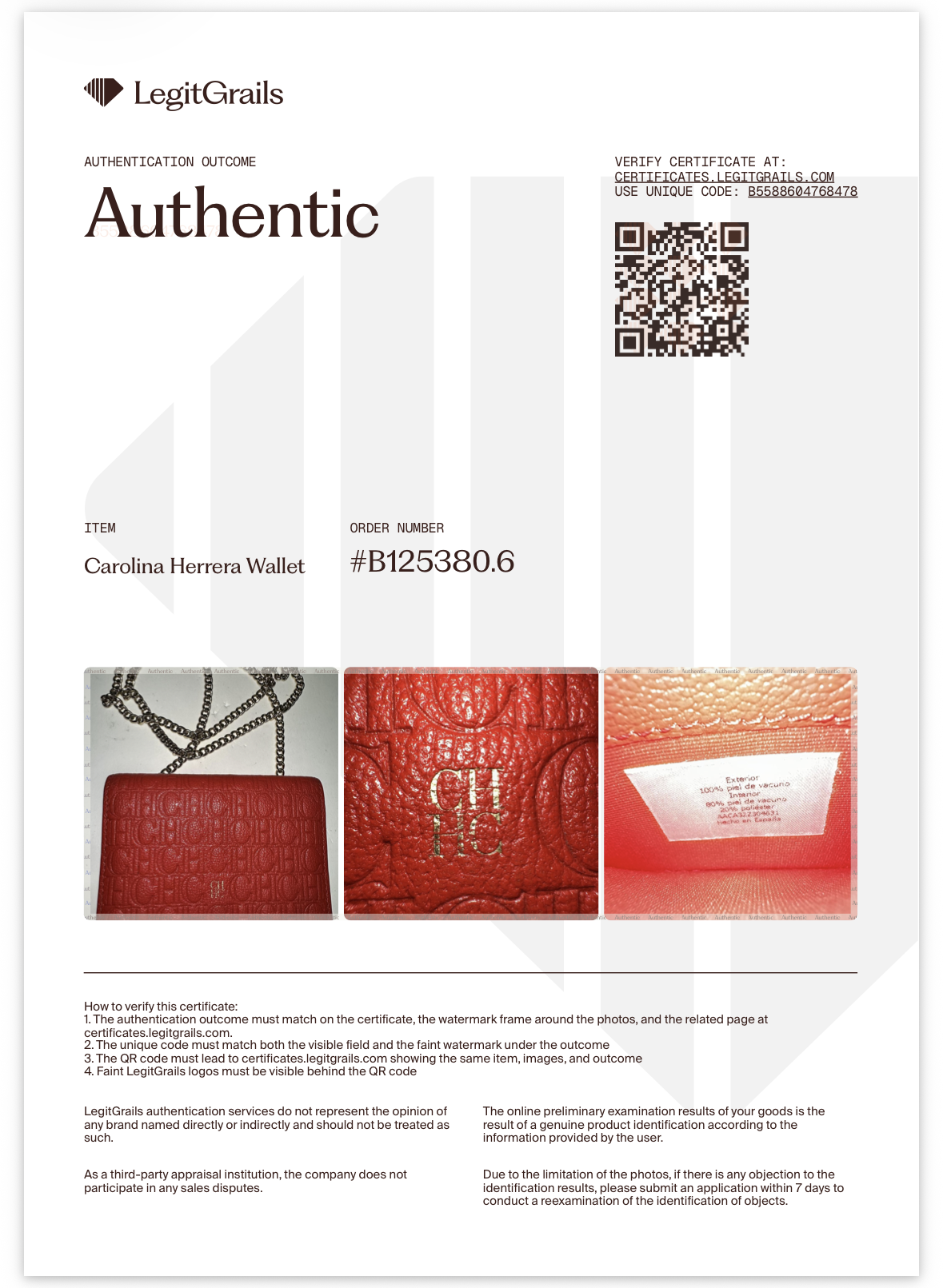 Certificado de autenticidad