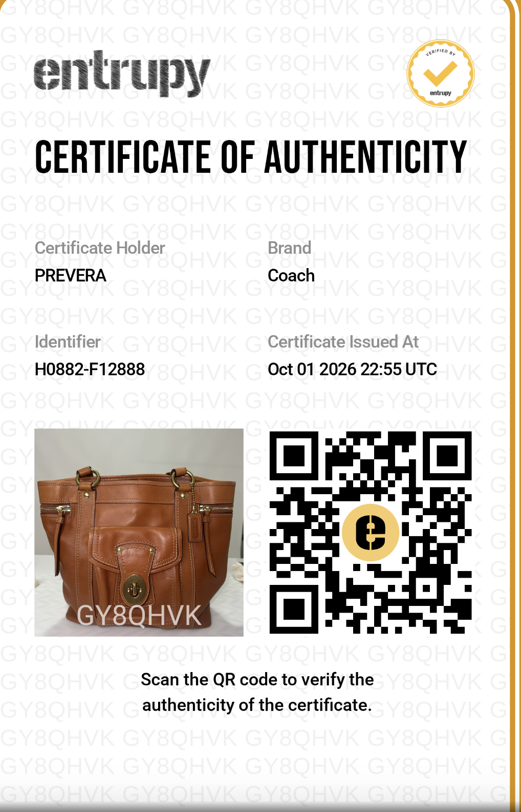 Certificado de autenticidad