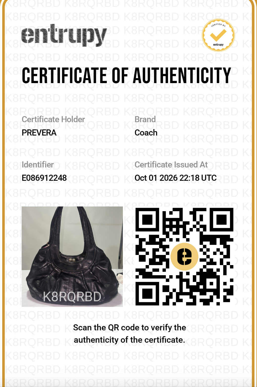 Certificado de autenticidad