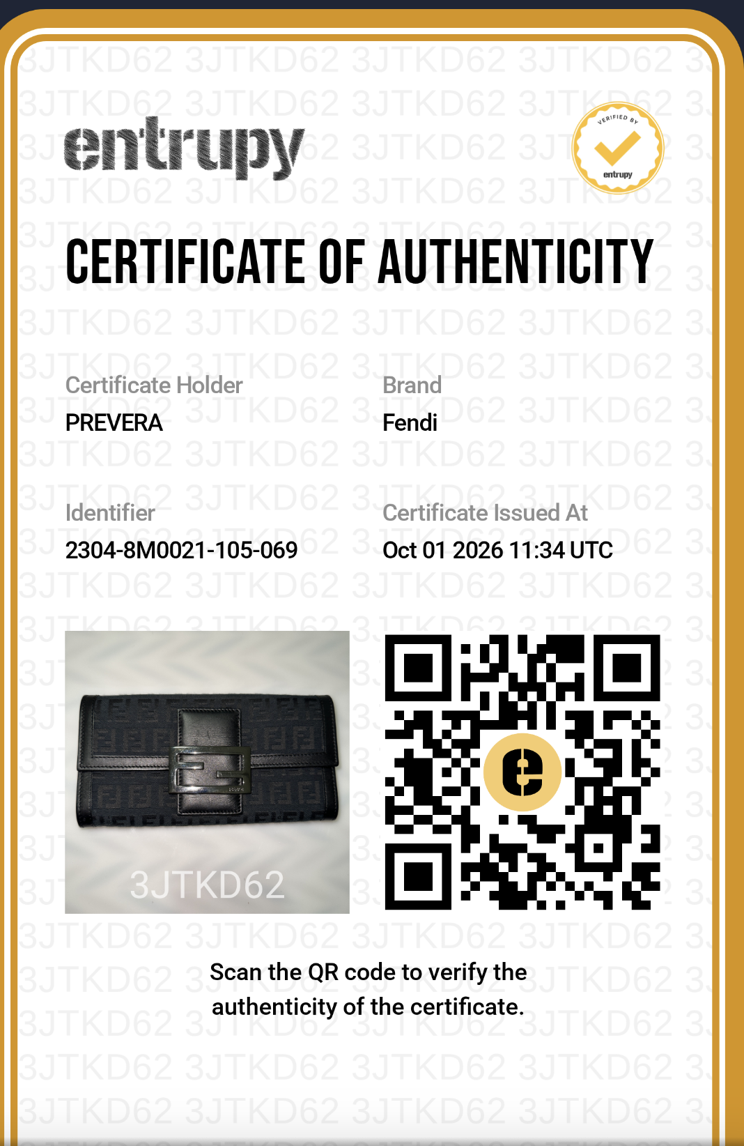 Certificado de autenticidad
