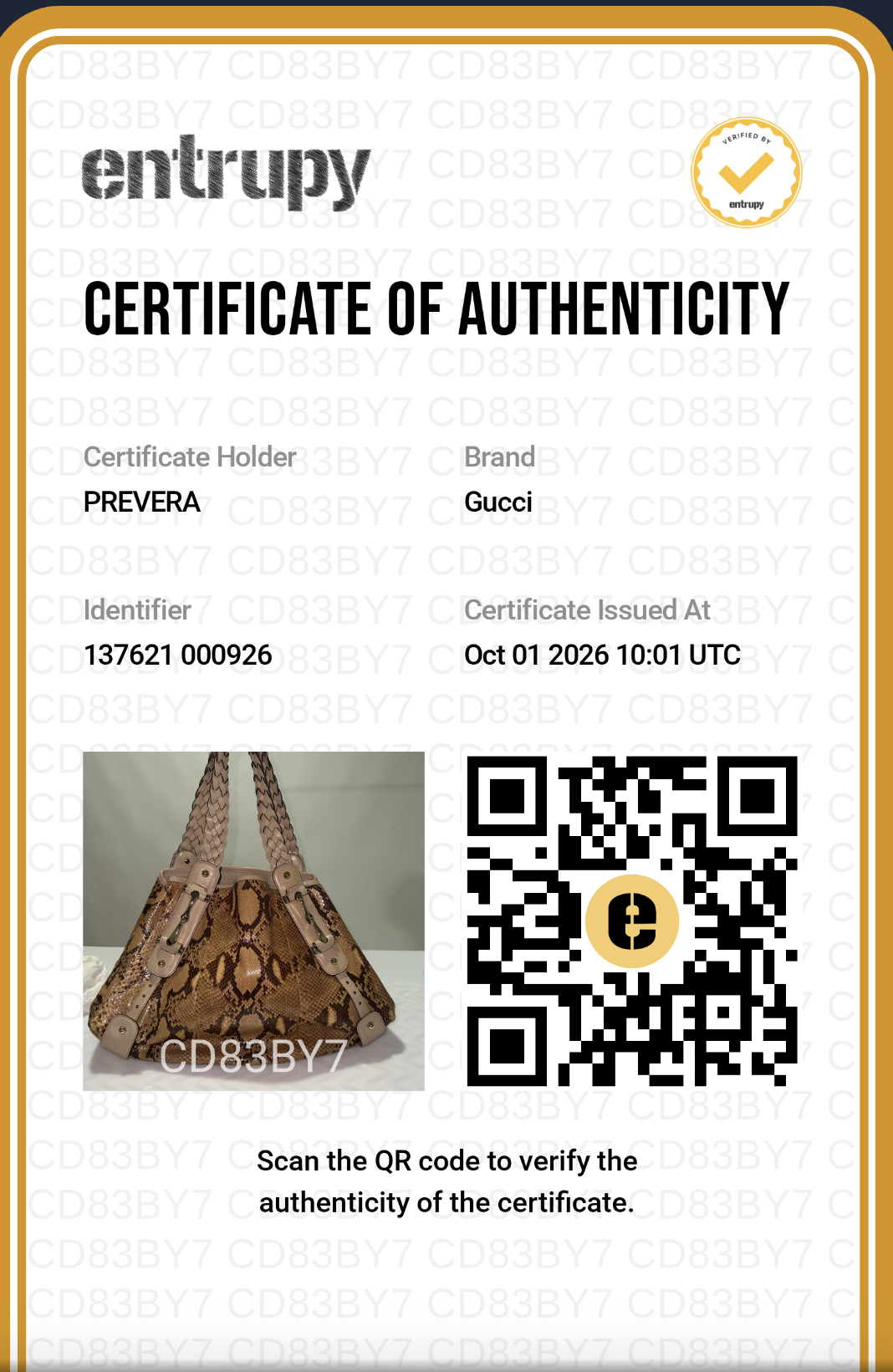 Certificado de autenticidad