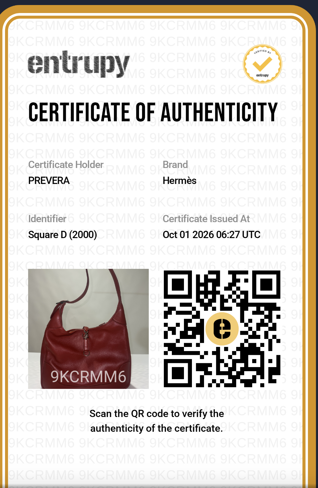 Certificado de autenticidad