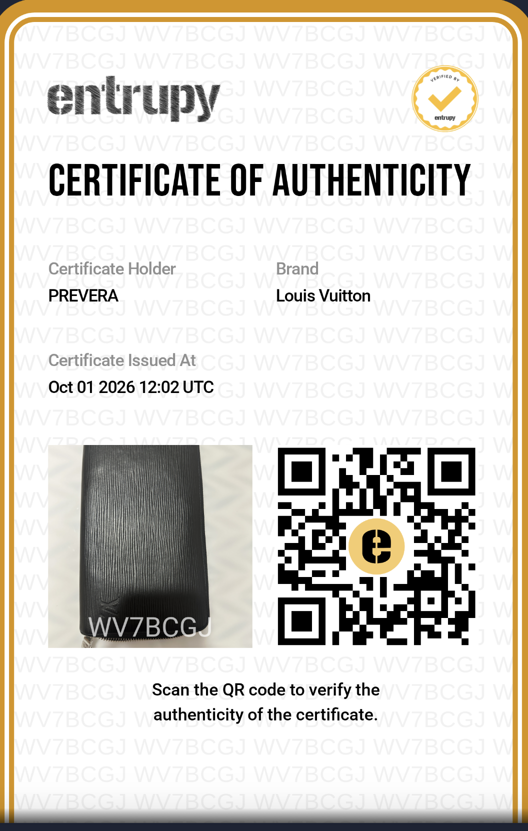 Certificado de autenticidad