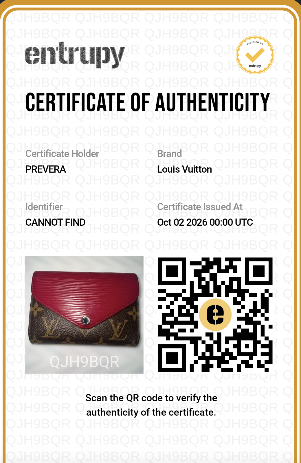 Certificado de autenticidad
