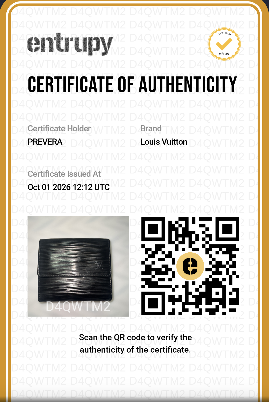 Certificado de autenticidad