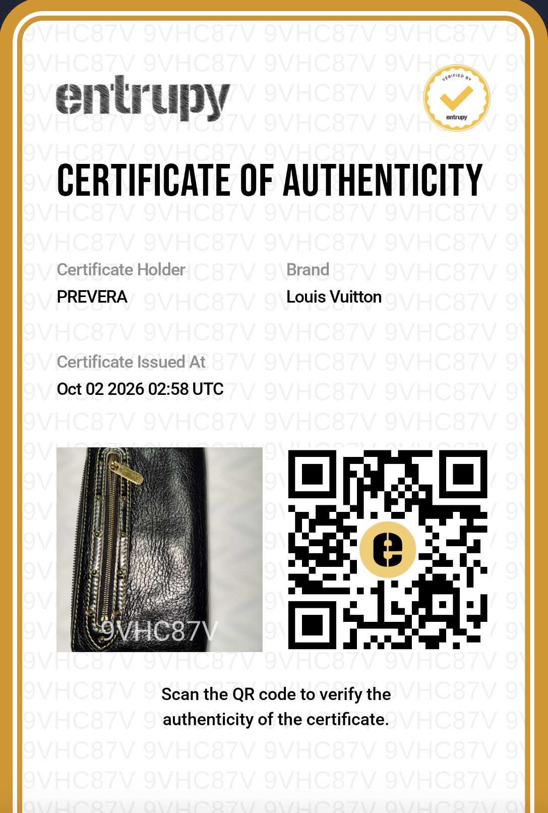 Certificado de autenticidad