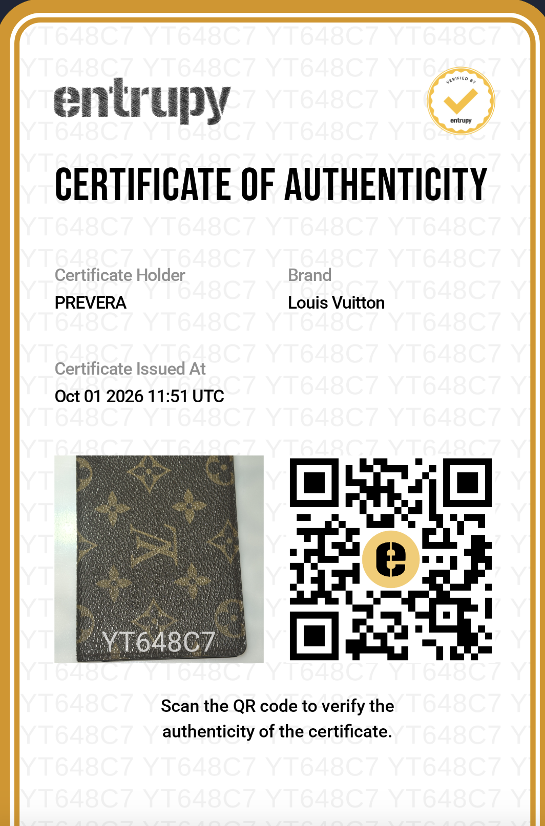 Certificado de autenticidad