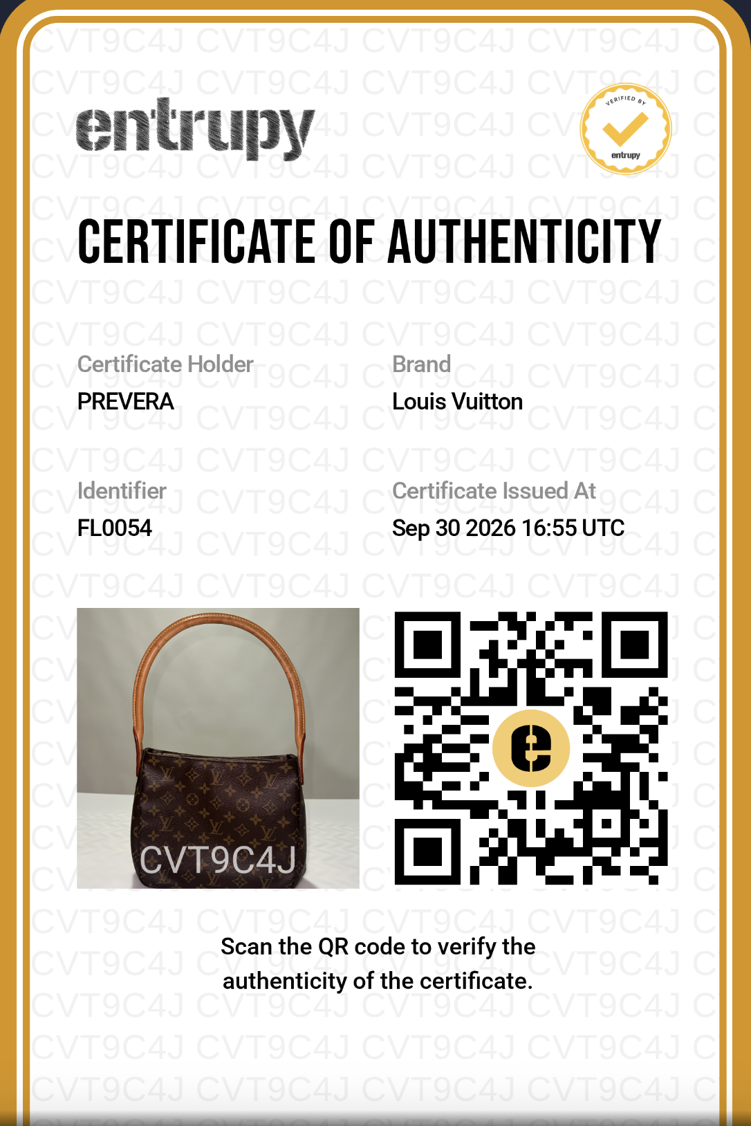 Certificado de autenticidad