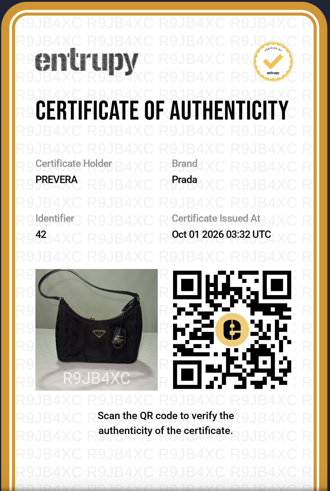 Certificado de autenticidad
