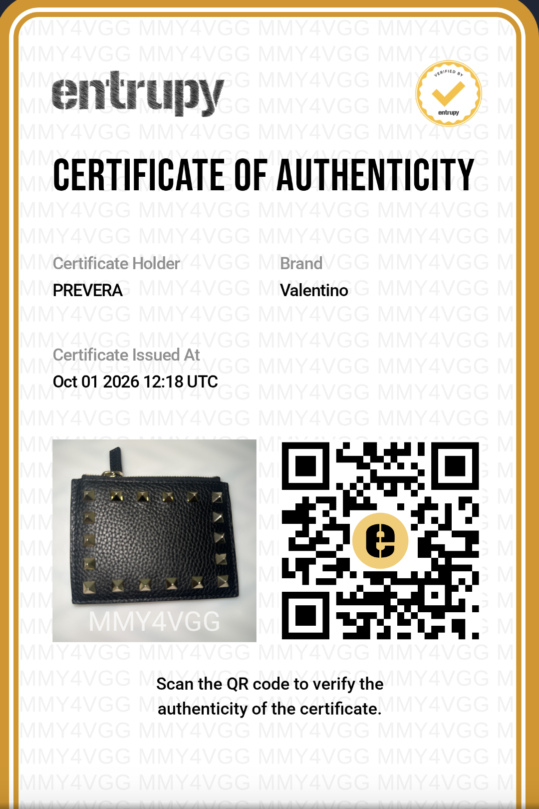 Certificado de autenticidad